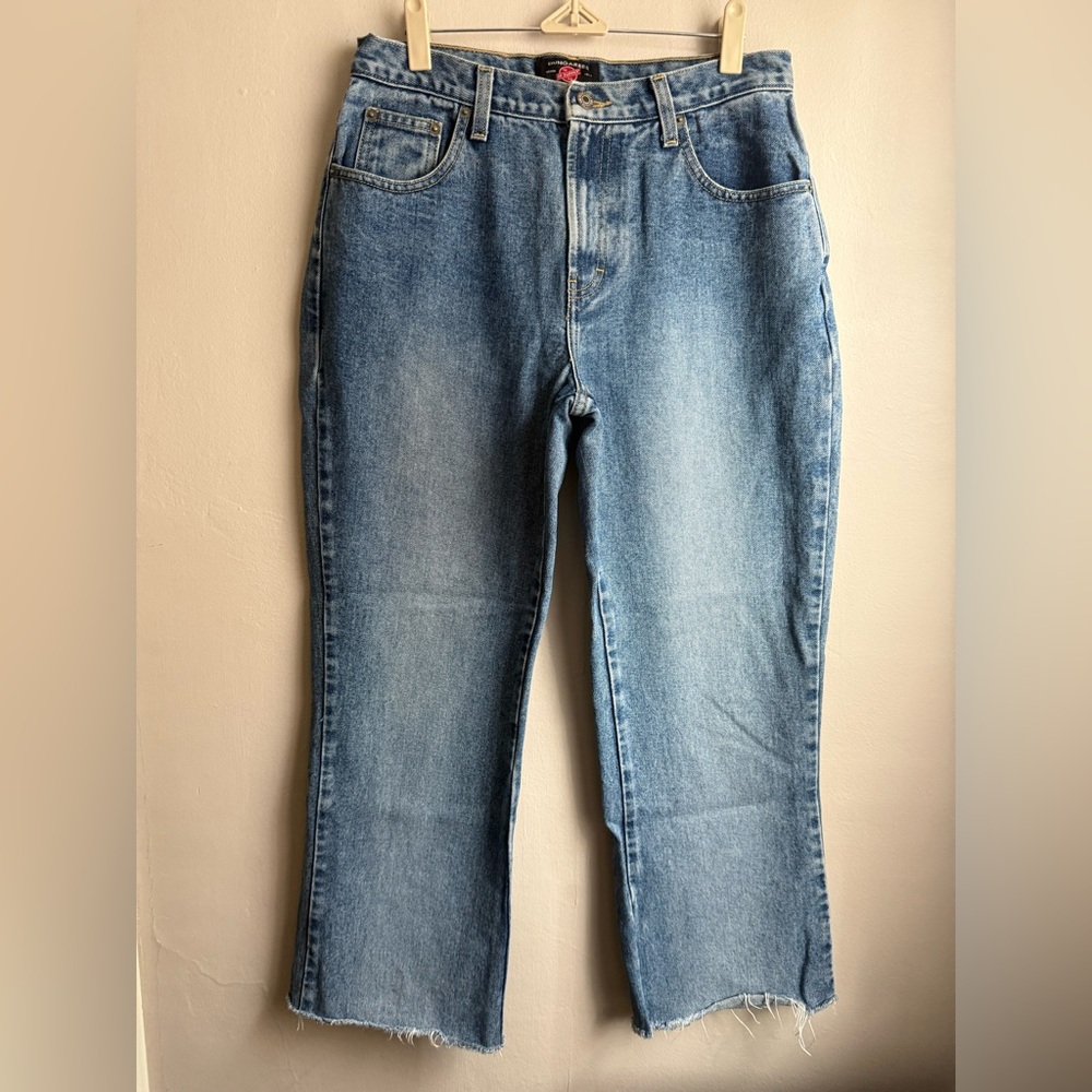 Vintage American Eagle Dungarees High Rise Cropped Bootcut Jeans 100% Cotton Siz
